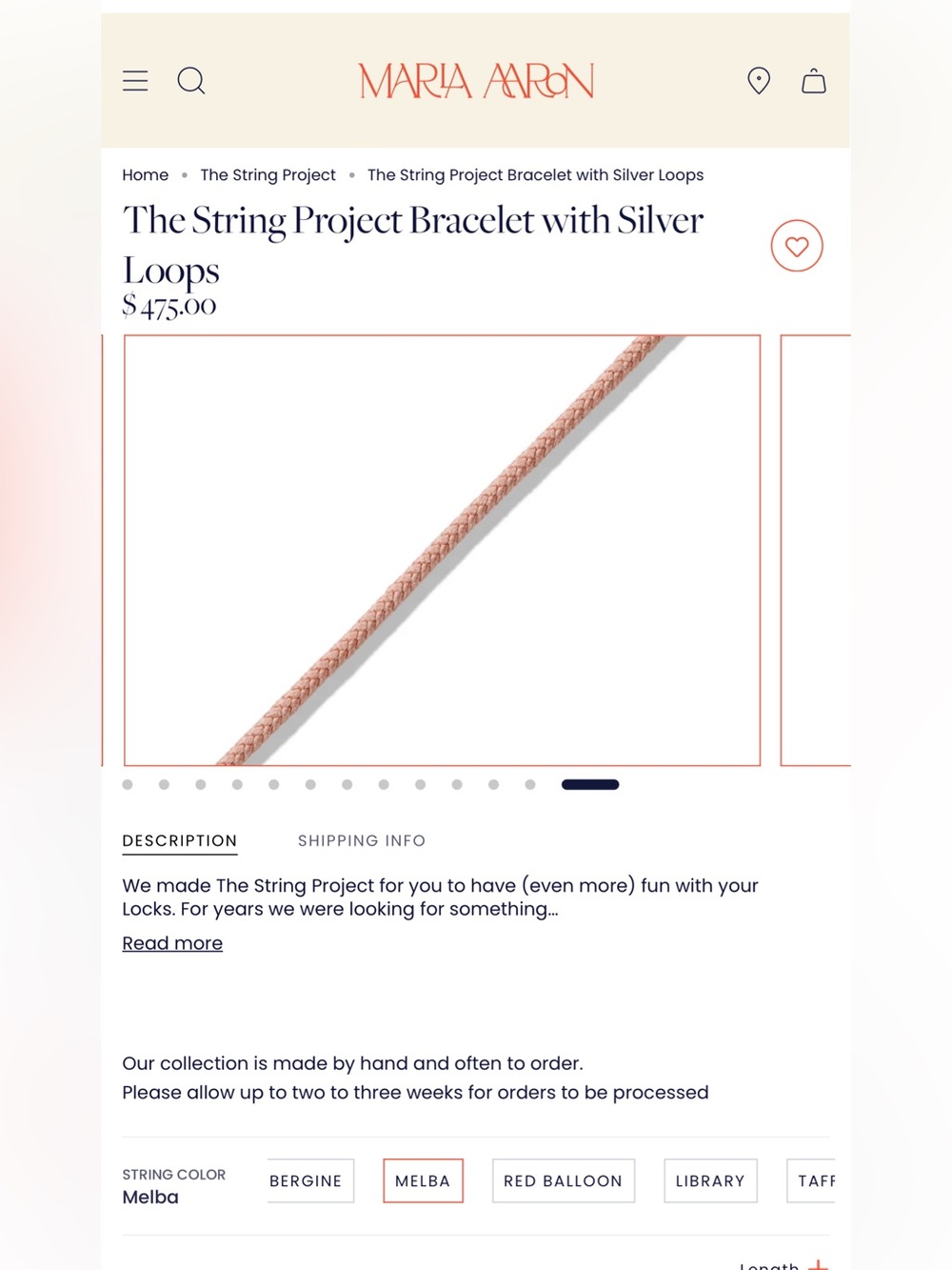 Marla Aaron The String Project Bracelet in Melba Pink